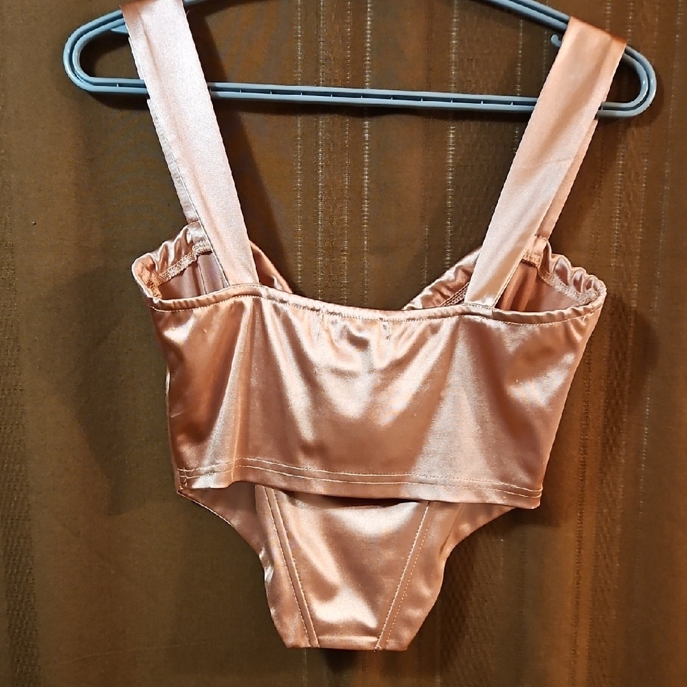 Satin Pink Bustier Corset Top - Picture 5 of 7